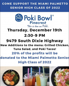 Poki Bowl Fundraiser for c/o 2022 @ Poki Bowl - Pinecrest | Pinecrest | Florida | United States