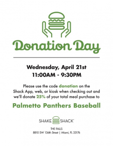 Baseball Shake Shack Fundraiser