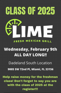 C/O ‘25 LIME Fundraiser @ Lime Fresh Mexican Grill - Dadeland | Miami | Florida | United States